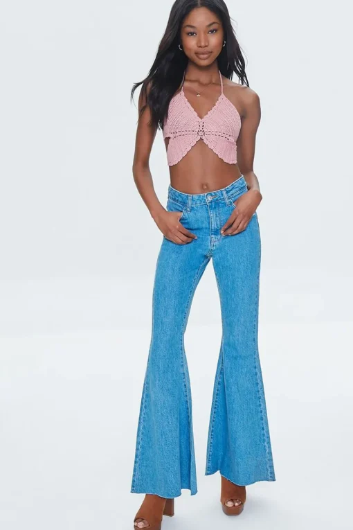 Crochet Butterfly Halter Crop Top