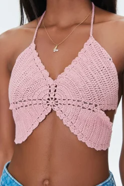 Crochet Butterfly Halter Crop Top