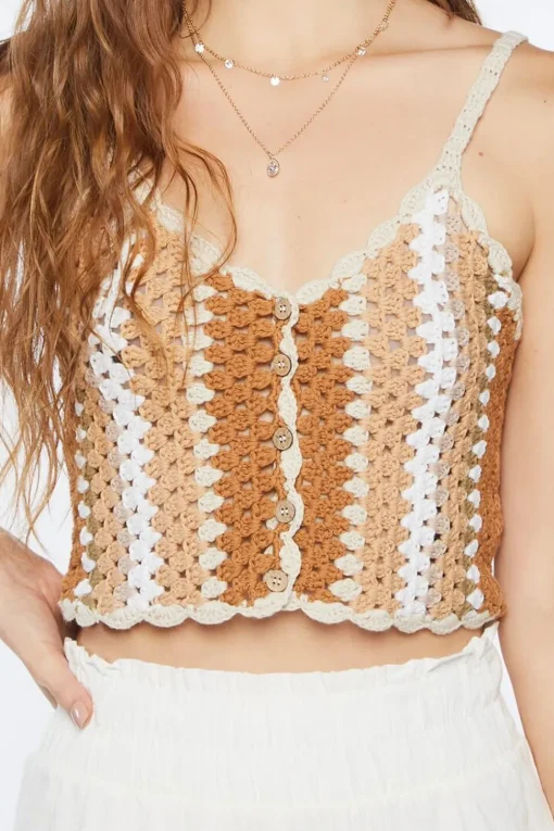 Crochet Colorblock Cropped Cami