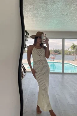 Crochet Halter Midi Dress