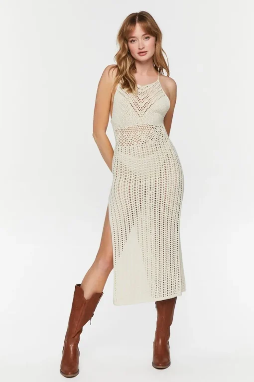 Crochet Halter Midi Dress