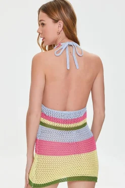 Crochet Halter Mini Dress