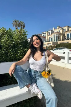 Crochet Lace-Up Crop Top