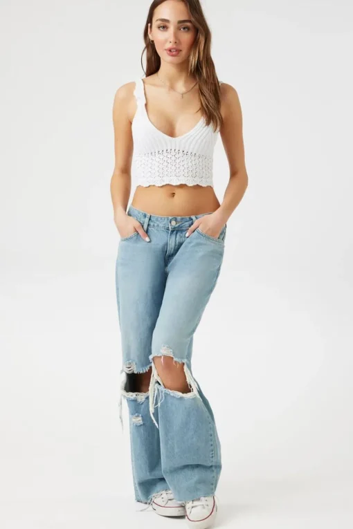 Crochet Lace-Up Crop Top