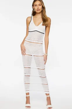 Crochet Semi-Sheer Midi Dress