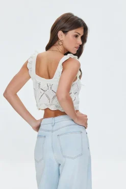 Crochet Sweater-Knit Crop Top