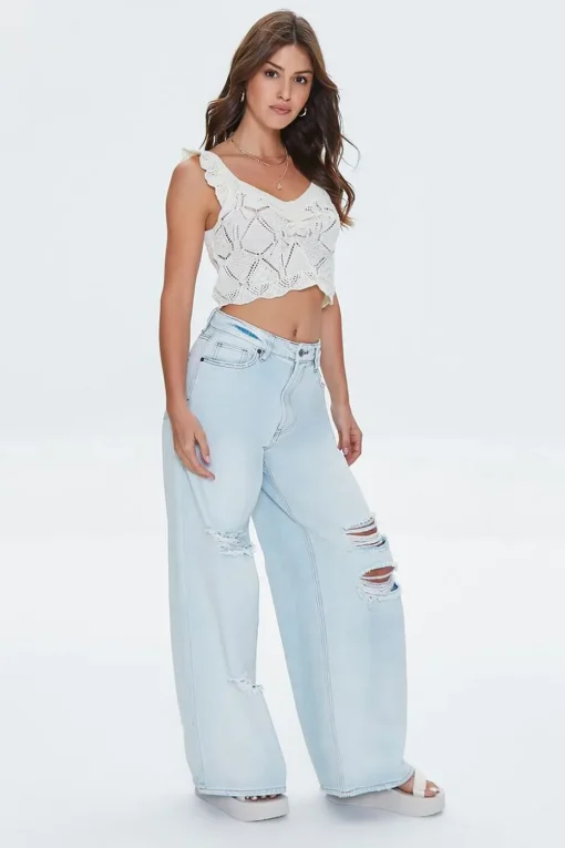 Crochet Sweater-Knit Crop Top