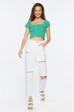 Crochet Sweater-Knit Crop Top