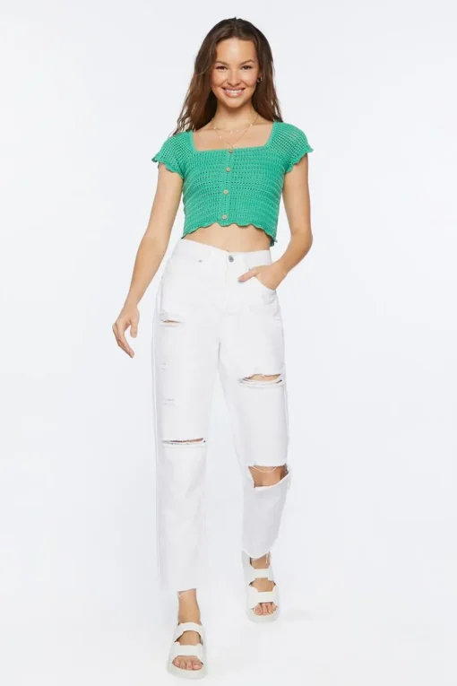 Crochet Sweater-Knit Crop Top