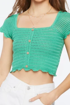 Crochet Sweater-Knit Crop Top