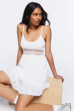 Crochet-Trim Mini Dress