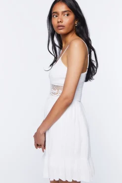 Crochet-Trim Mini Dress