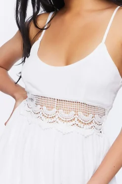 Crochet-Trim Mini Dress