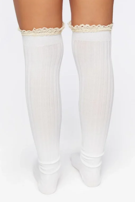 Crochet-Trim Over-The-Knee Socks