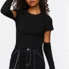 Cropped Cutout-Sleeve Baby Tee
