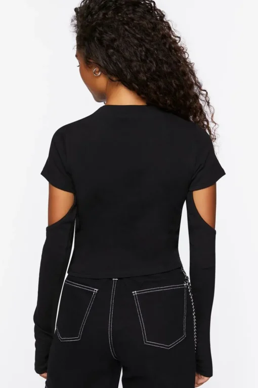 Cropped Cutout-Sleeve Baby Tee