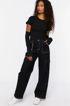 Cropped Cutout-Sleeve Baby Tee