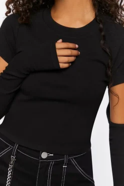 Cropped Cutout-Sleeve Baby Tee