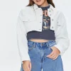 Cropped Frayed Corduroy Jacket