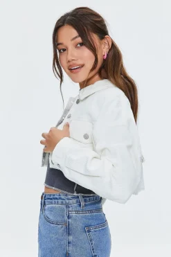 Cropped Frayed Corduroy Jacket