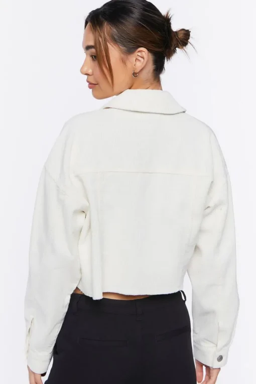Cropped Frayed Corduroy Jacket