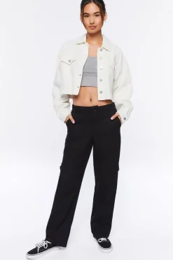 Cropped Frayed Corduroy Jacket