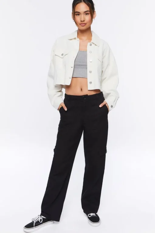 Cropped Frayed Corduroy Jacket