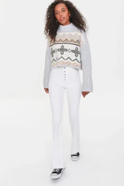 Cropped Geo Print Sweater