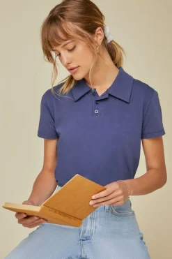 Cropped Jersey-Knit Polo Shirt