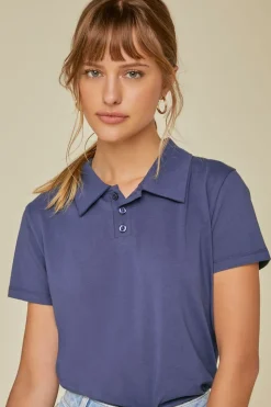 Cropped Jersey-Knit Polo Shirt