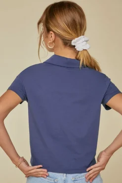 Cropped Jersey-Knit Polo Shirt