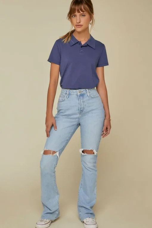 Cropped Jersey-Knit Polo Shirt