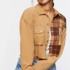 Cropped Plaid Corduroy Shacket