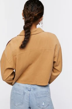 Cropped Plaid Corduroy Shacket