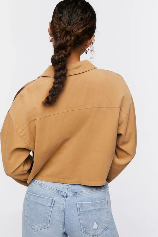 Cropped Plaid Corduroy Shacket