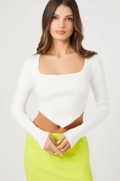 Cropped Rib-Knit Sweater