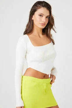 Cropped Rib-Knit Sweater