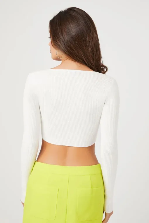 Cropped Rib-Knit Sweater