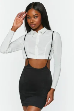Cropped Shirt & Suspender Combo Dress