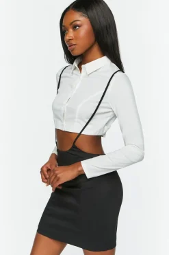 Cropped Shirt & Suspender Combo Dress