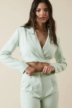 Cropped Surplice Blazer