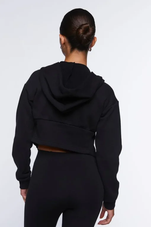 Cropped V-Hem Zip-Up Hoodie
