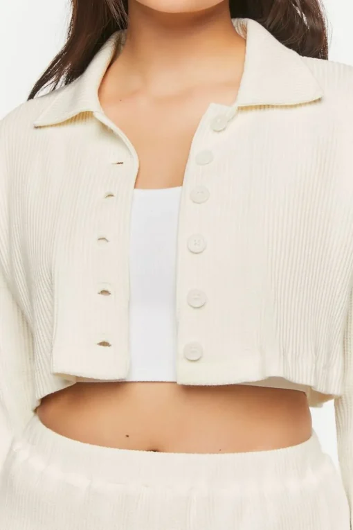 Cropped Waffle Knit Shirt & Shorts Set