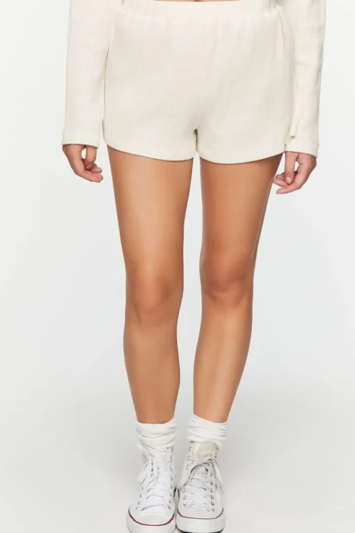 Cropped Waffle Knit Shirt & Shorts Set