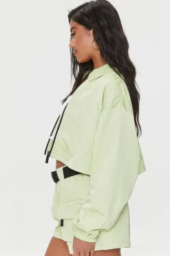 Cropped Zip-Up Windbreaker Jacket