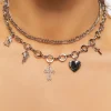 Cross Charm Choker Necklace Set