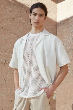 Cuban Collar Linen-Blend Shirt