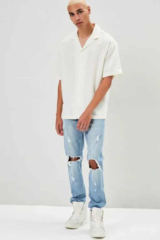 Cuban Collar Linen-Blend Shirt