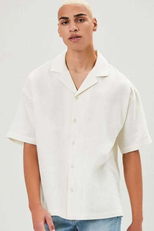 Cuban Collar Linen-Blend Shirt