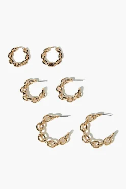 Curb Chain Hoop Earring Set